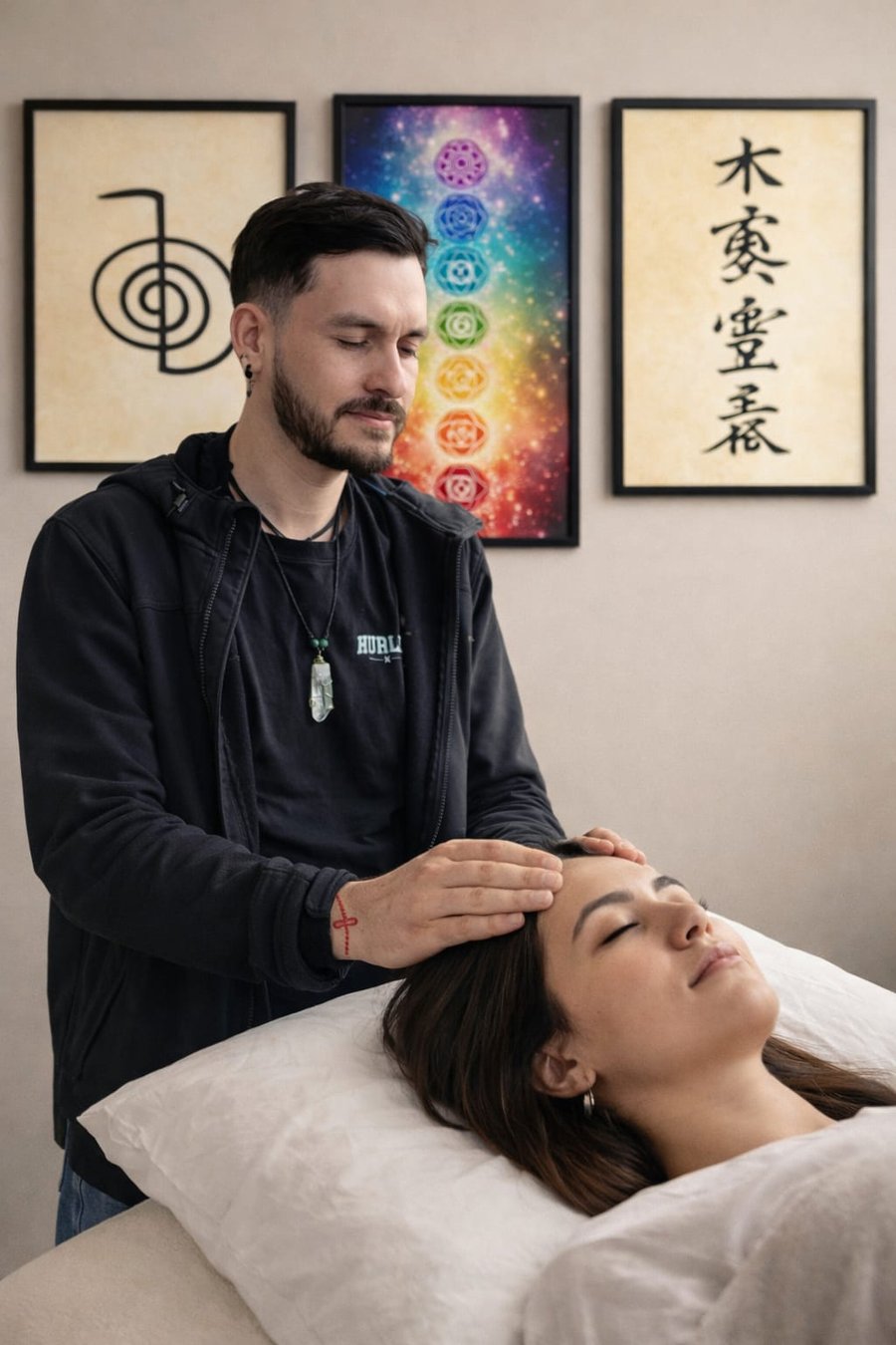 Carlos Ruvalcaba durante una sesión de Reiki